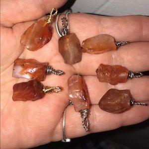 Wire Wrapped Raw Carnelian Necklace